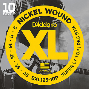 D'ADDARIO EXL125-10P Nickel Wound Super Light Top/Regular Bo