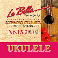 LA BELLA 15 Soprano Ukulele Black Nylon, 28-32-40-28