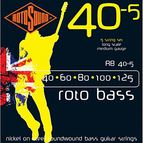 ROTOSOUND RB40-5 NICKEL (UNSILKED) 5 STRING 40 60 80 100 125